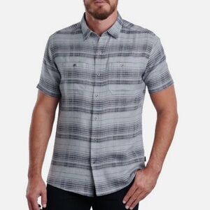 Kuhl Skorpio Short Sleeve Button Down in Slate Gray Plaid Size XL